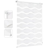 Duo roller blind with wave pattern - double roller blind clamp-on without drilling for windows, privacy & sun protection